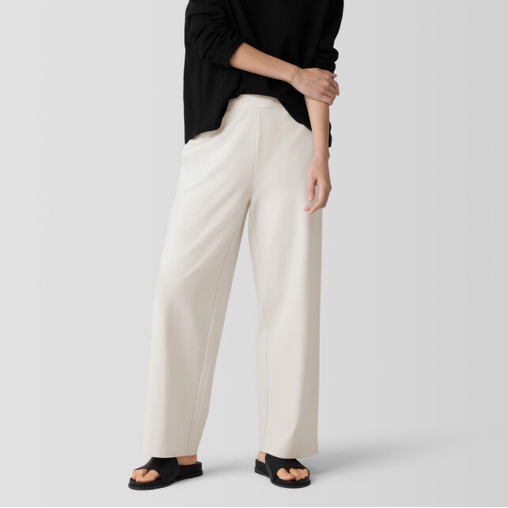 Eileen Fisher Washable Ponte Wide-Leg Pants in “bone”